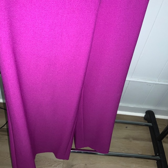 Julia Jordan fucshia twist neck crepe halter jumpsuit Sz 16 wide leg back zip - Picture 3 of 11